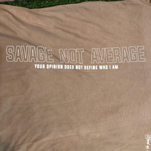 Distressed ‘Savage Not Average’ Tee with Long Sleeve Print - Picture 3 of 8
